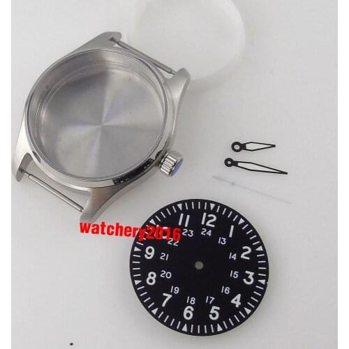 39mm Sapphire Watch Case+33.6mm Black Dial+Hands For NH35 NH35A 200M Waterproof Diving Case Screw In Crown Polished Bezel