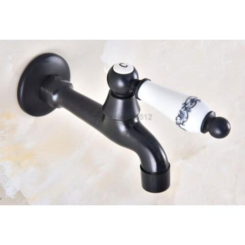 Black Oil Rubbed Bronze Wall Mount Ceramic handle Basin Faucet Washing Machine Faucet tav336