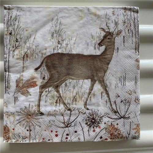 Decoupage wedding vintage napkin paper elegant tissue deer squirrel Dandelion birthday party beautiful X-mas serviettes decor 20