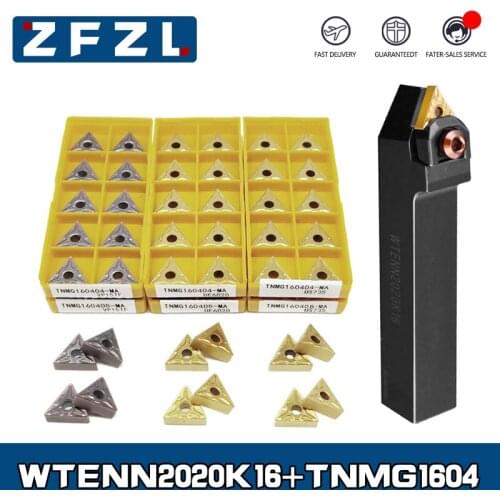 1pc WTENN Lathe tool holder WTENN2020K16 +10pcs TNMG Turning tool blade TNMG160404 TNMG160408 VP15TF UE6020 US735