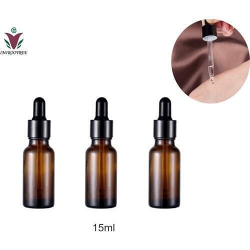 FreeShip 8pcs 15ml amber Dropper Bottle Empty Refillable Amber Glass Pipette Bottles for Essential Oil Chemistry Lab Chemicals