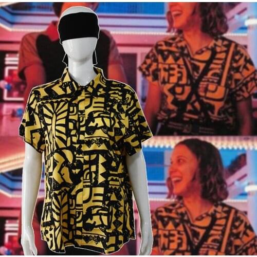 Stranger Things 3 Eleven Cosplay Costume Battle Shirt Girls Halloween Costumes for Women T-Shirt Headwear Party Props