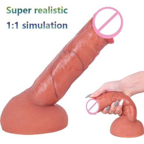 Skin Feeling Realistic Penis Soft Sexy Huge Dildo Female Masturbator Double-layer Silicone Suction Cup Dildos for Women Big Dick