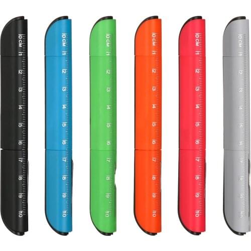 Multifunction Candy Color Pens Writing Tool Ballpoint Pen with Folding Scissors Knife Ruler Office School Stationery