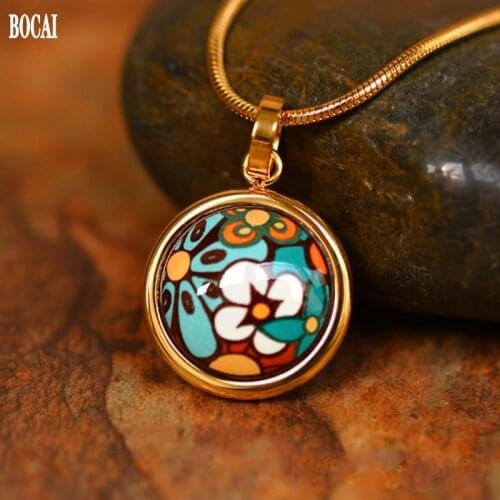 2020 Fashion new necklace Time Series Cloisonne Jewellery Fashion Enamel Medium Round Necklace Women Pendant (with Chain