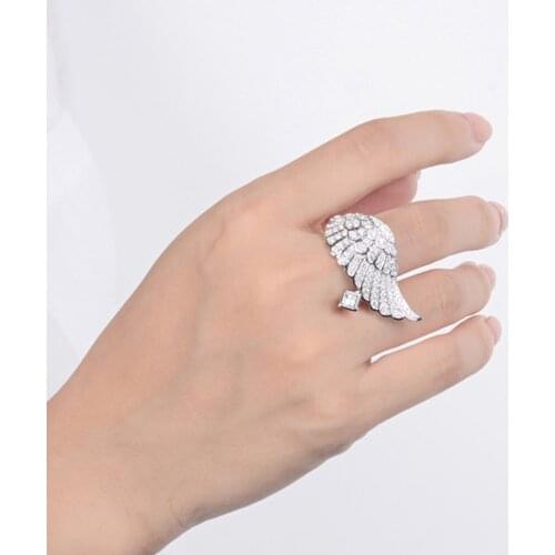 AAAAA Modyle Angel Wings Ring Engagement Wedding Band Rings Cubic Zirconia Party Jewelry Gift for Women Silver Color Classic 3mm