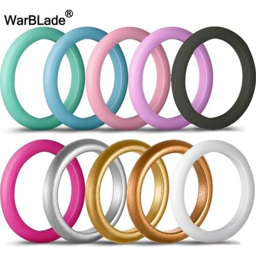 New 10pcs/set 3mm 4-8 Size Hypoallergenic Crossfit Flexible Sports Silicone Rings Food Grade FDA Silicone Finger Ring For Women