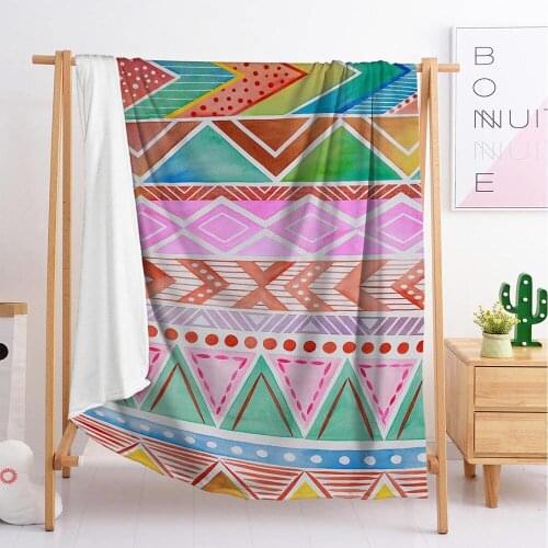 3D Print Sherpa Blanket Sofa Couch Quilt Cover Travel Bedding Outlet Velvet Plush Throw Fleece Blanket Watercolor stripes