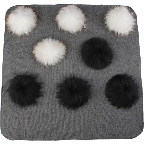 Newborn Kids Baby Warm Cotton Swaddling Blanket Travel Sleeping Blanket with Real Fur Pompom Solid Color Swaddles Wrap Bedding