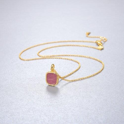 S925 Silver High-end Simple Natural Turquoise Moonstone Rhodolite Temperament Elegant Eetro Pendant necklace For Women