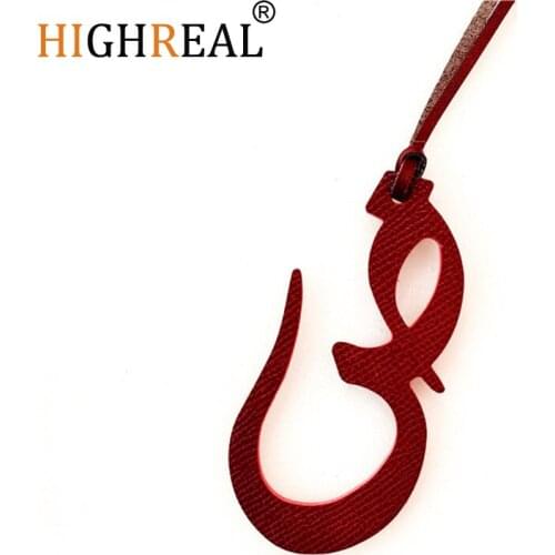 Wholesale Personalized Real Natural Leather Character Alphabet Arabic Letter Keychain Backpack Pendant Ladies Women Bag Charm