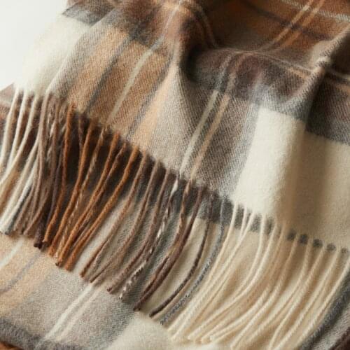 Plaid cashmere shawl ladies autumn winter thick warm tassel type Women cashmere scarf 210-70cm 370g