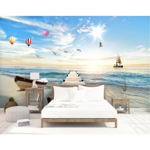 Custom wallpapers for walls 3 d murals wallpaper 3D Mediterranean Hot Air Balloon Wooden Bridge mural TV Background Wall papers