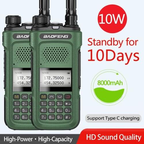 2pcs 2021 New Baofeng UV-10R Walkie Talkie 30km 10W Dual band Transceiver 136-174&400-520MHz Transmitter FCC&CE Two Way Radio