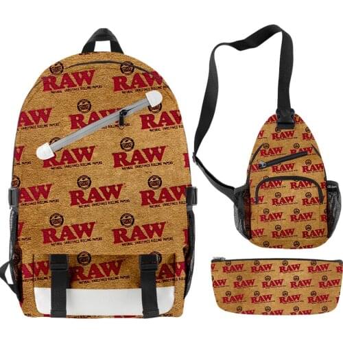 3pcs/Set 3D Printed Men Waterproof Backpack Women Cigarette Tobacco Travel Hiking Backpack Boys Girls Schoolbag Sets