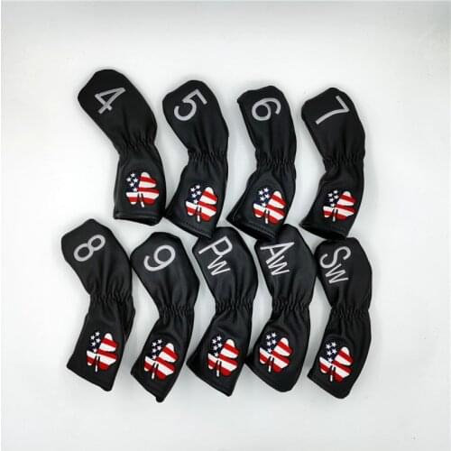 US Four Leaf Clover golf irons headcover pu leather golf club Iron set covers #4-9PAS