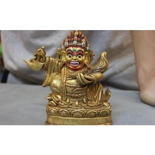 USPS to USA S2891 5 Tibet Temple Old Pure Copper 24K Gold Gilt Vajrapani Mahakala Buddha Statue