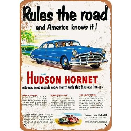 WallColor 8*12 Metal Sign Hudson Hornet Vintage Look