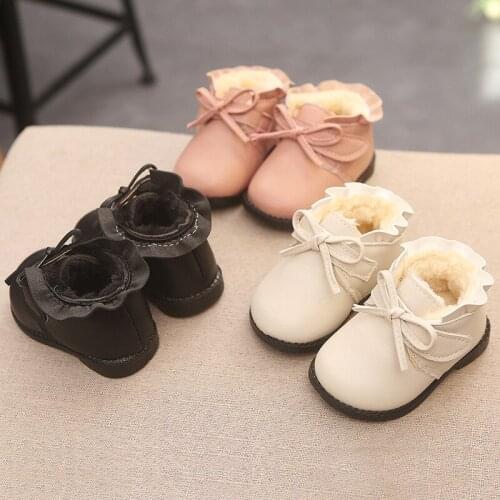 Winter Baby Girls Ankle Boot Fashion Toddler Shoes With Plush Very Warm Little Kids Snow Boots Size 15-25