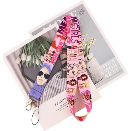 1pcs ZF2739 Pink Bad Girl Fashion Lanyards ID Badge Holder ID Card Pass Mobile Phone Straps Badge Key Holder Keychain