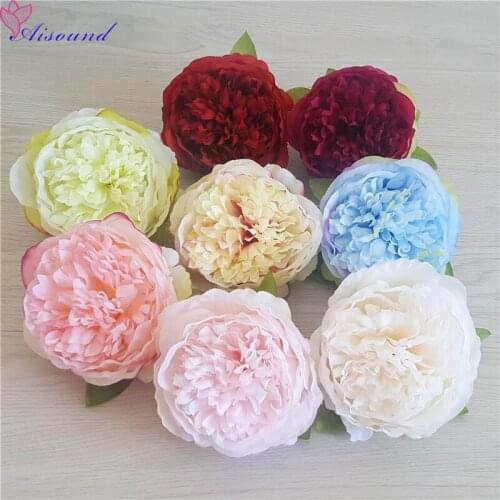 16PCS Artificial Silk Peony Flower Head For Wedding Decoration DIY Flower Wall Women&Girl Headwear Corsage Supplies Flori