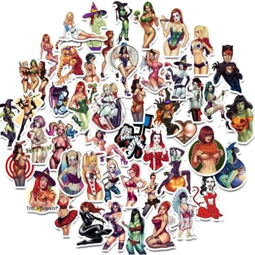 50PCS Sexy Sticker Anger Devil Beauty Girl Decals For Mobile Phone Laptop Luggage Guitar Case Skateboard Fixed Bike Car Stickers