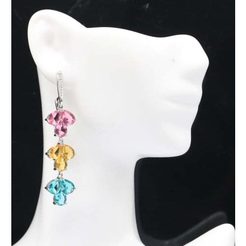 17x16mm Beautiful Created Heart Shape Violet Tanzanite White CZ Gift For Sister Silver Earrings