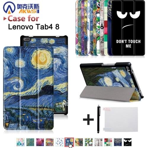 Folio Cover Case for Lenovo Tab 4 TB-8504F TB-8504N 8 inch Tablet 2017 Stand PU Leather Protective Funda