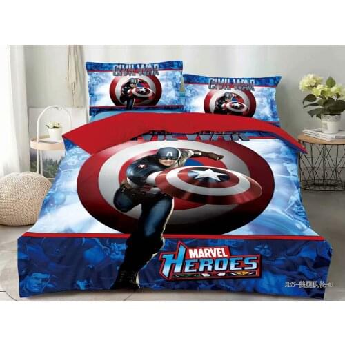 Disney Cartoon 3D Captain America Bedding Sets Kids Boys Avengers Spiderman Character Sheet Pillowcase Comforter Duvet Cover Set