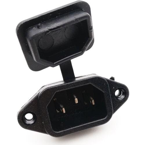 IEC320 C14 Ac 250V 10A Panel Mounted Male Power Inlet Socket Adapter Connector W Spring Loaded Cover