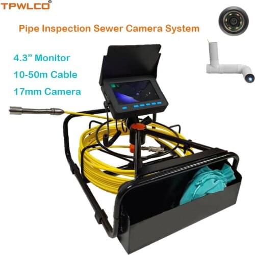 10-50m Cable Waterproof 17mm Industrial Drain Camera 4.3inch Color Screen Pipe Inspection Sewer Camera System 8500mA Battery