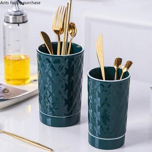 Ceramic Chopstick Holder Drain Chopsticks Basket Home Kitchen Storage Tools Tableware Storage Tank Organize Box Organization