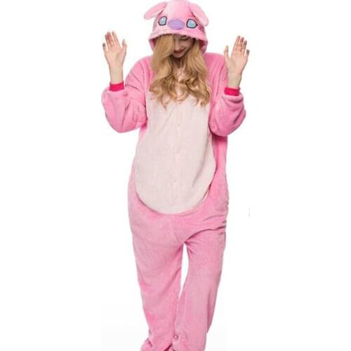 Animal Stitch Cospaly Kigurumi Onesie Adult Teenagers Women Pajamas Funny Flannel Warm Soft Sleepwear Overall Onepiece Jumpsuit