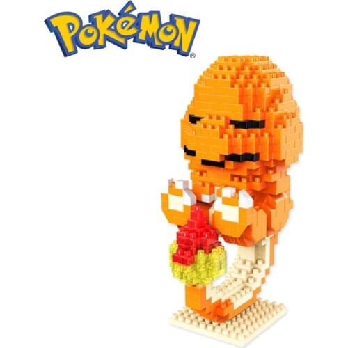 609PCS+ Sleep Charmander Pokemon Mini Building Blocks Diamond Micro Brick Cartoon Figures Model Toys For Kid Christmas Gift 2047