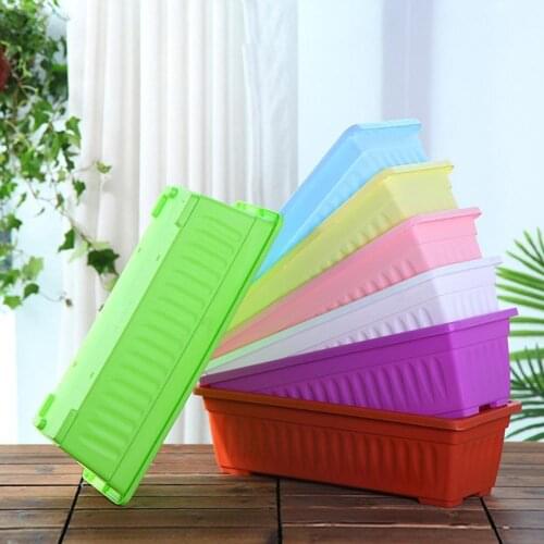 Flower Window Box PP Resin Rectangular Window Planters Vegetables Growing Container Garden Flower Plant Pot for Balcony Stock