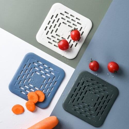 Square Floor Drain Cover Household Anti Clogging Silicone Sink Strainer Filter with Sucker for Bathroom Washbasin Bathtub