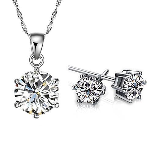 HOT SALES！！！New Arrival Women Wedding Party Cubic Zirconia Pendant Necklace Stud Earrings Jewelry Set Wholesale Dropshipping