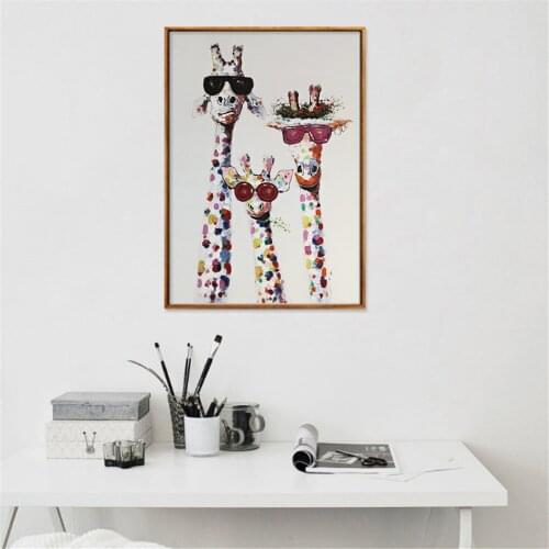 Cartoon Giraffe In Sunglasses Canvas Painting Anime Poster Cuadros Decoracion Dormitorio Nordic Decoration Home Wall Pictures