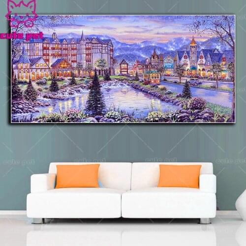 New square round Drill European architectural landscape Diy Diamond Painting Cross Stitch Kits 5D Mosaic Embroidery Decor large