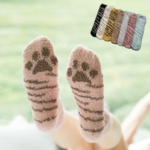 Coral socks ladies winter thick cotton socks pattern leopard pattern personality warm home floor socks tube socks new products