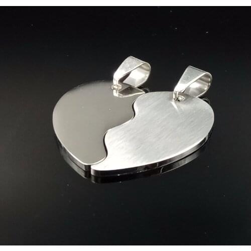 Lot 12pair in bulk Jewelry Finding Stainless steel high polished Heart Lover Couple Pendant Charms Necklace No chain