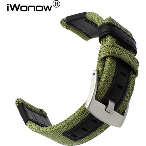 Canvas Nylon + Genuine Leather Watchband 20mm 22mm 24mm for Hamilton Mido Longines Tissot Luminox Quick Release Strap Watch Band