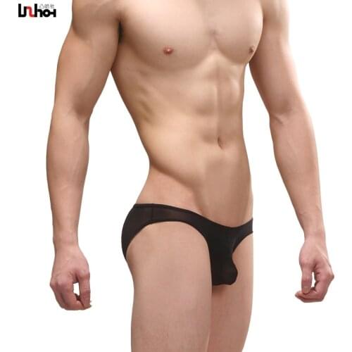 Sexy Underwear Men Briefs Short Mesh Underpants Male Solid Breathable U Convex Pouch Low Waist Panties Cueca calzoncillos M-XXL
