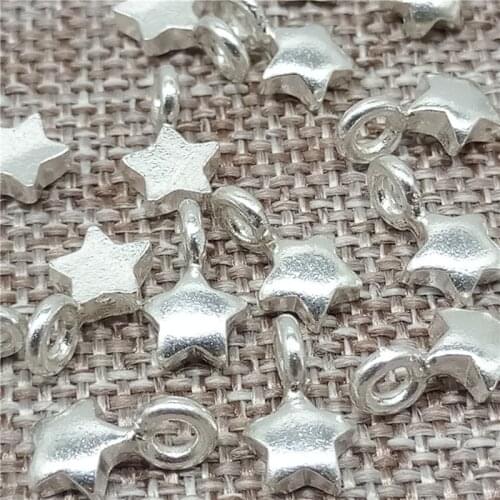 Karen Hill Tribe Silver Shiny Star Charms for Bracelet Necklace