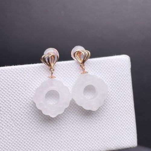 SHILOVEM 18k yellow gold real Natural white Jasper drop earrings classic fine Jewelry women wedding gift myme13135896hby