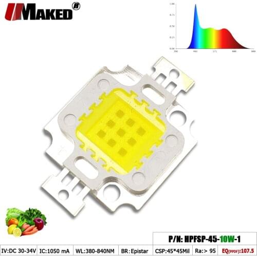 LED light Beads Grow Light COB Chips 10W 45mil CRI>95 Full Spectrum 380-840nm Diode For Plant Growth Aquarium Hydroponice lamps