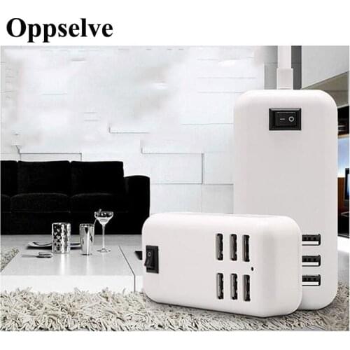 USB Charger Hub With Power Adapter 6 Port Charger EU US Plug Slots Charge Extension Fast Charging for Samsung S21 S20 USB Dock