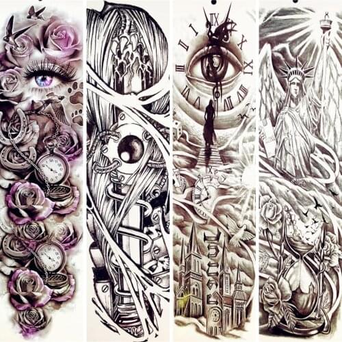 23 Pattern Full Body Art Arm Temporary Tattoo Stickers Women Men Beach Waterproof Fake Black Tattoo Eye Old School Totem Tatoos