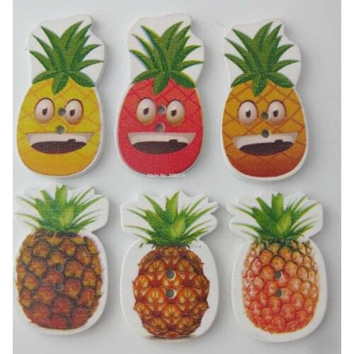 WBNVVW Pineapple fruit buttons 100 pieces 2 holes wood button DIY sewing craft supplies