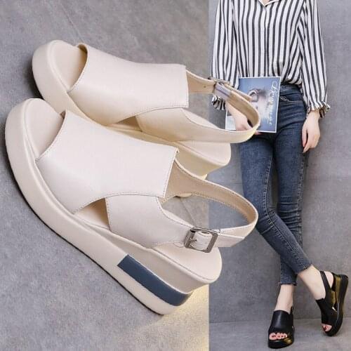 Peep Toe Wedge Sandals Womens 2021 Summer New Platform Fashion Buckle Womens Platform Shoes Women Sandals